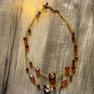 Tiger eye beaded two strand necklace 16”